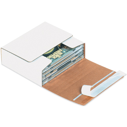 5 <span class='fraction'>3/4</span> x 5 <span class='fraction'>1/16</span> x 1 <span class='fraction'>3/4</span>" White Self-Seal CD Mailers