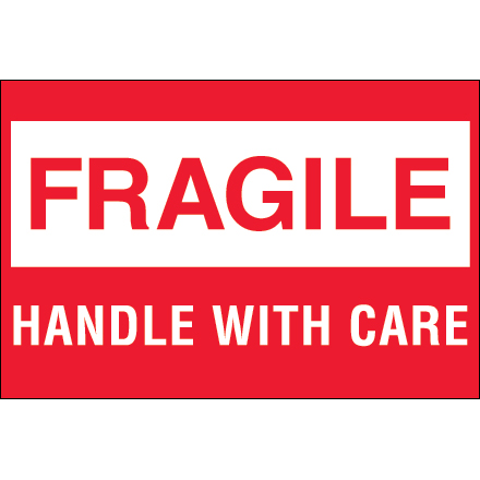 2 x 3" - "Fragile - Handle With Care"