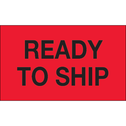 3 x 5" - "Ready To Ship" (Fluorescent Red) Labels
