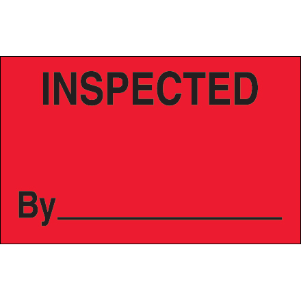 1 <span class='fraction'>1/4</span> x 2" - "Inspected" (Fluorescent Red) Labels
