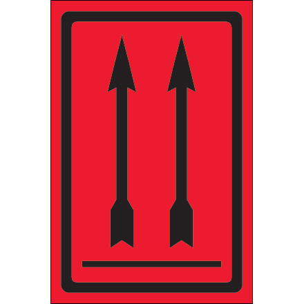 4 x 6" - Two Up Arrows Over Bar (Fluorescent Red) Labels