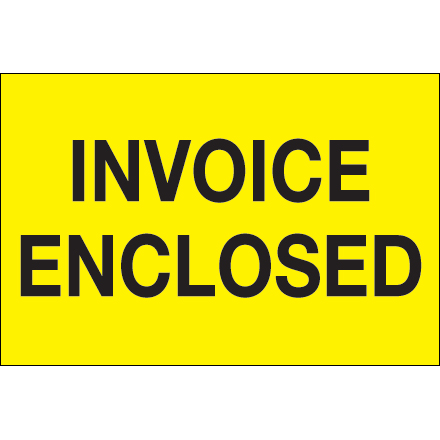 2 x 3" - "Invoice Enclosed" (Fluorescent Yellow) Labels