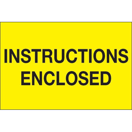 2 x 3" - "Instructions Enclosed" (Fluorescent Yellow) Labels