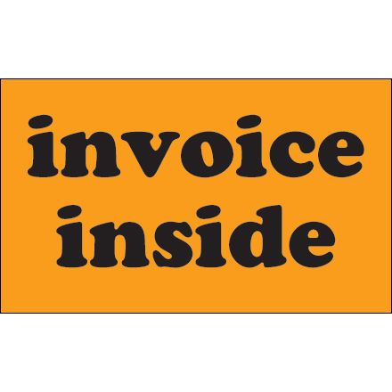 3 x 5" - "Invoice Inside" (Fluorescent Orange) Labels