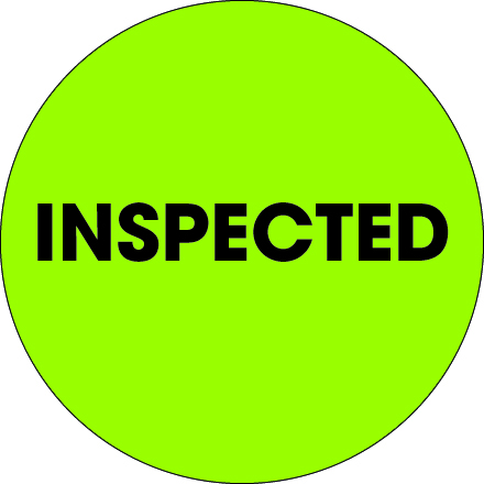 2" Circle - "Inspected" Fluorescent Green Labels