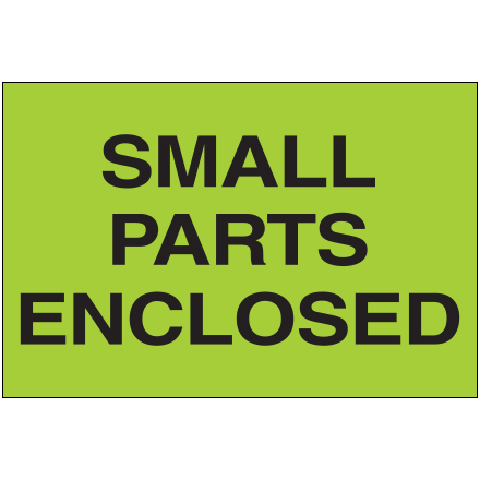 2 x 3" - "Small Parts Enclosed" (Fluorescent Green) Labels