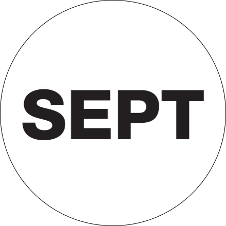 1" Circle - "SEPT" (White) Months of the Year Labels