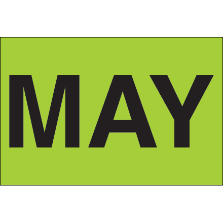 2 x 3" - "MAY" (Fluorescent Green) Months of the Year Labels