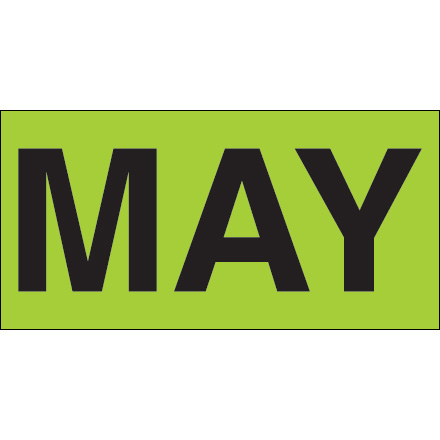3 x 6" - "MAY" (Fluorescent Green) Months of the Year Labels