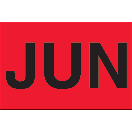 2 x 3" - "JUN" (Fluorescent Red) Months of the Year Labels