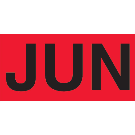 3 x 6" - "JUN" (Fluorescent Red) Months of the Year Labels