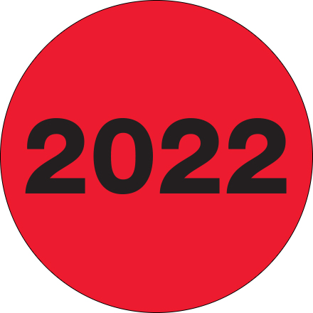 3" Circle - "2022" (Fluorescent Red) Year Labels