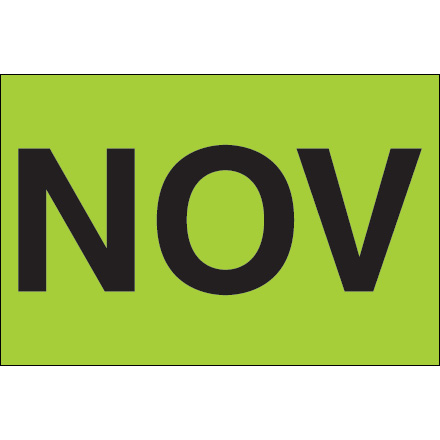 2 x 3" - "NOV" (Fluorescent Green) Months of the Year Labels