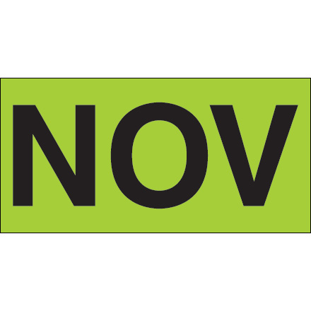 3 x 6" - "NOV" (Fluorescent Green) Months of the Year Labels