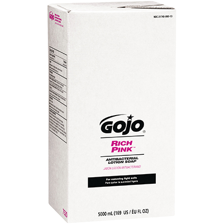 GOJO<span class='afterCapital'><span class='rtm'>®</span></span> Rich Pink<span class='tm'>™</span> Antibacterial Lotion Soap Refill Box - 5,000 mL