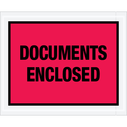 4 <span class='fraction'>1/2</span> x 5 <span class='fraction'>1/2</span>" Red "Documents Enclosed" Envelopes