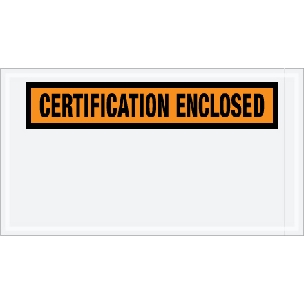 5 <span class='fraction'>1/2</span> x 10" Orange "Certification Enclosed" Envelopes