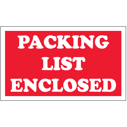 3 x 5" - "Packing List Enclosed" Labels