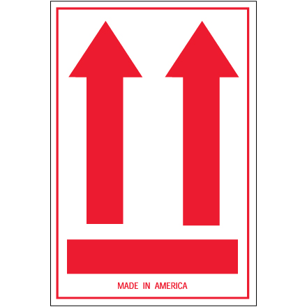 4 x 6" - (Two Red Arrows Over Red Bar) Arrow Labels